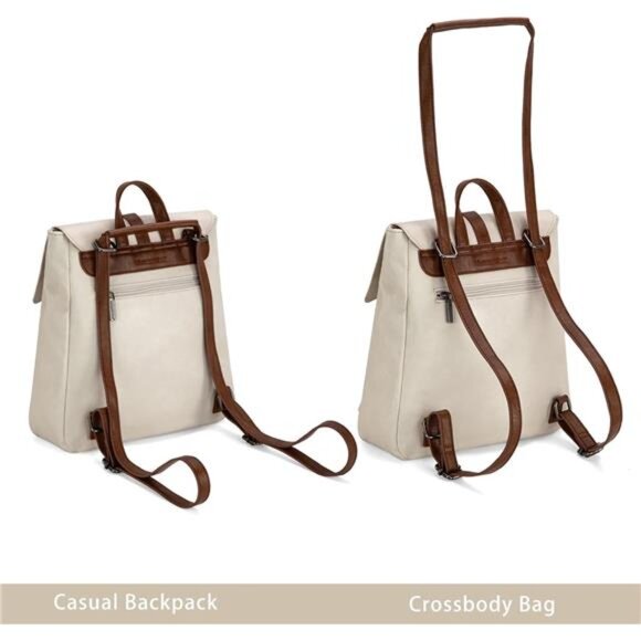 Womens Medium Backpack Convertible Beige Brown main image 5